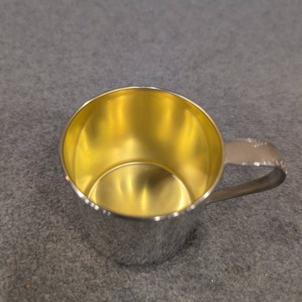 Oneida Community Tudor Plate Vintage Baby Cup Silver Plated Gold Wash Interior - Picture 4 of 8